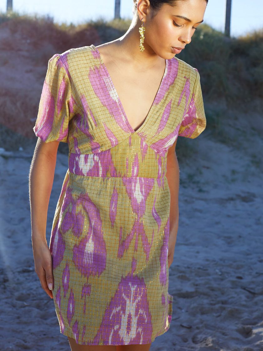 vestido-corto-ikat-lila-verde