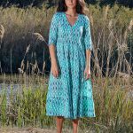 Vestido Tavira Ikat Turquesa
