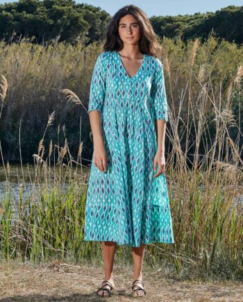 Vestido Tavira Ikat Turquesa