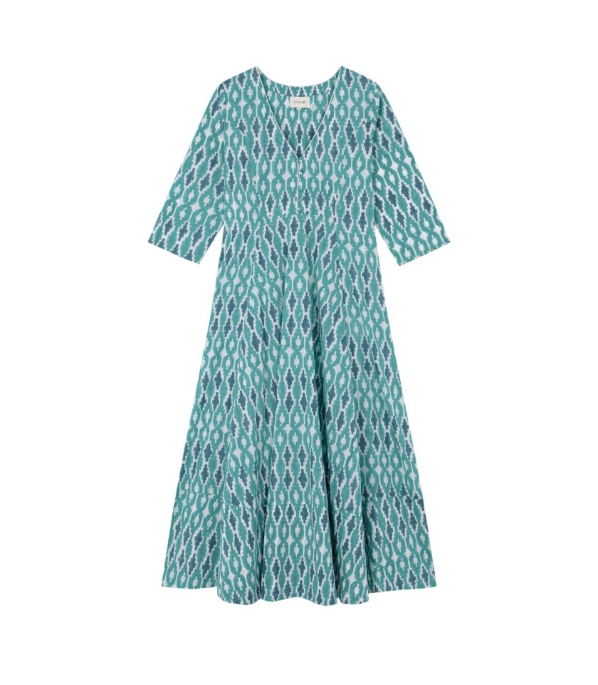 vestido midi turquesa