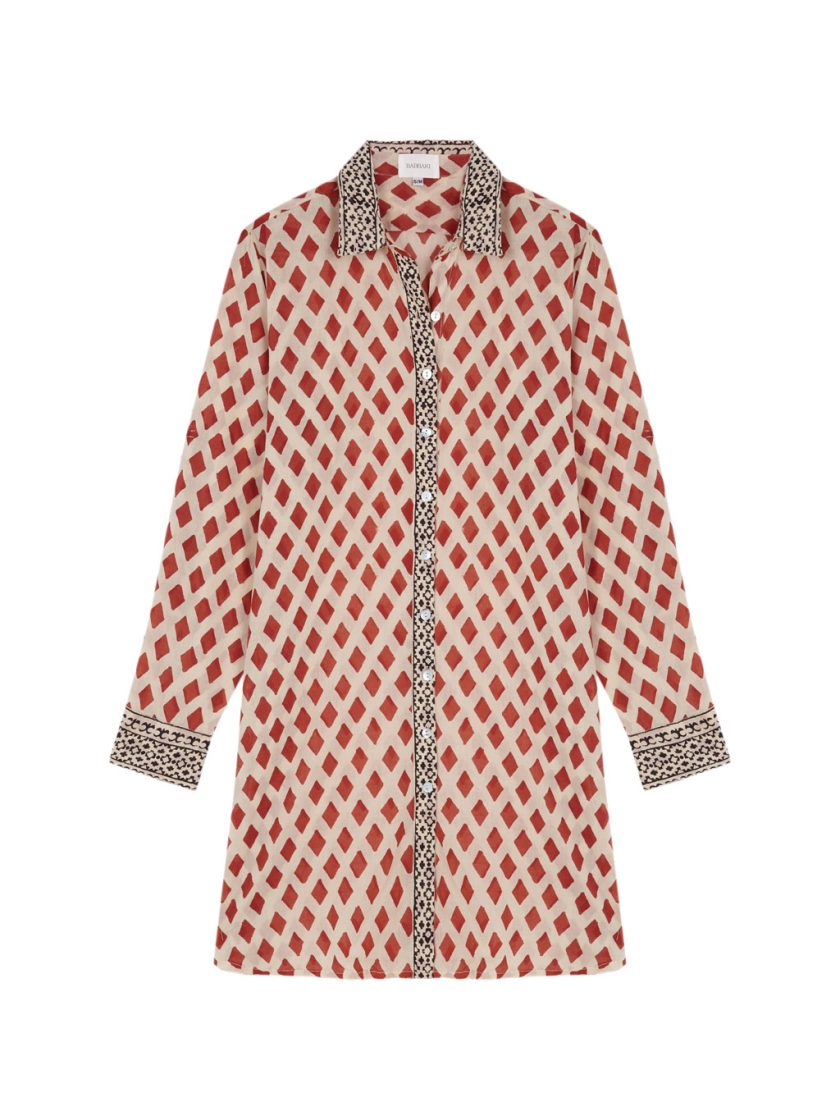 camisero estampado rojo geometrico