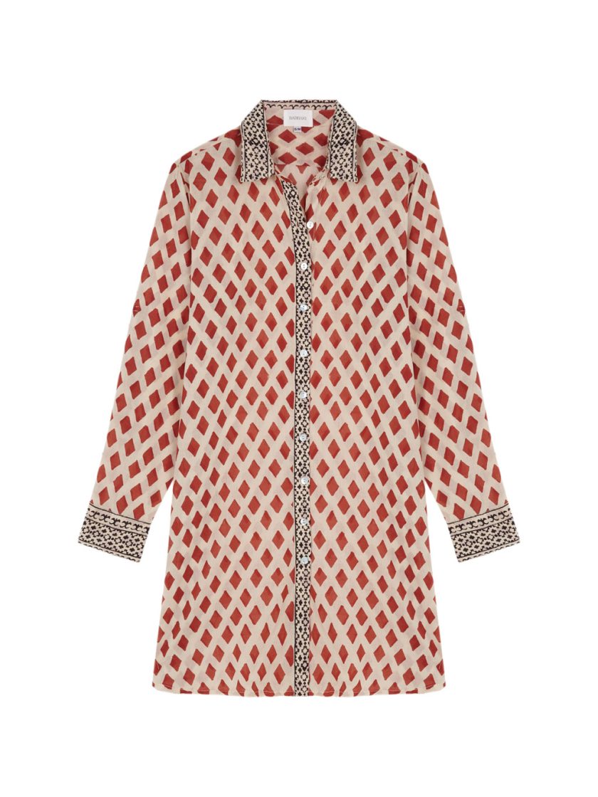 camisero estampado rojo geometrico