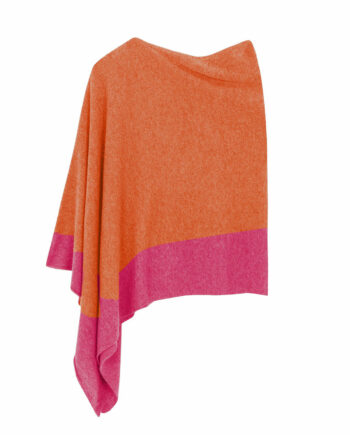 Poncho Cashmere Ava Bicolor Naranja y Fucsia