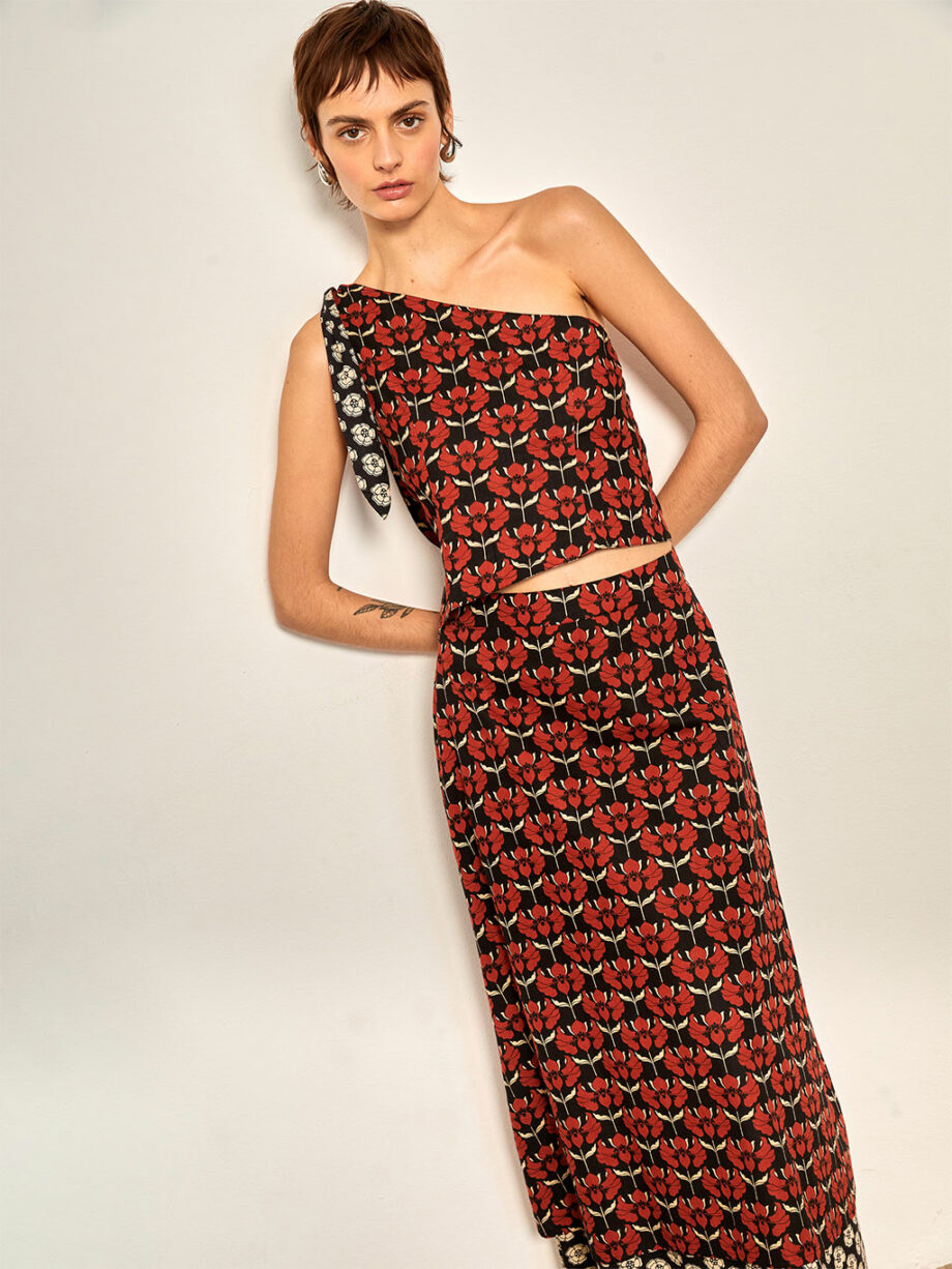 Falda Larga Lilies & Poppies