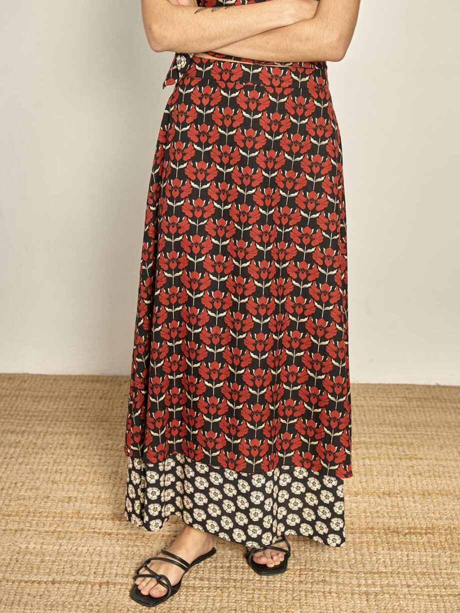 Falda Larga Lilies & Poppies