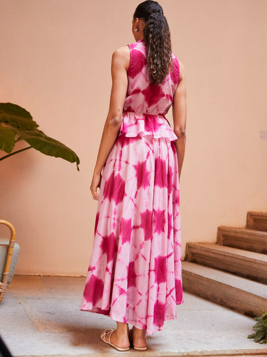 Falda Larga Tie Dye Fucsia