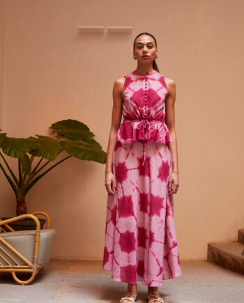 Falda Larga Tie Dye Fucsia