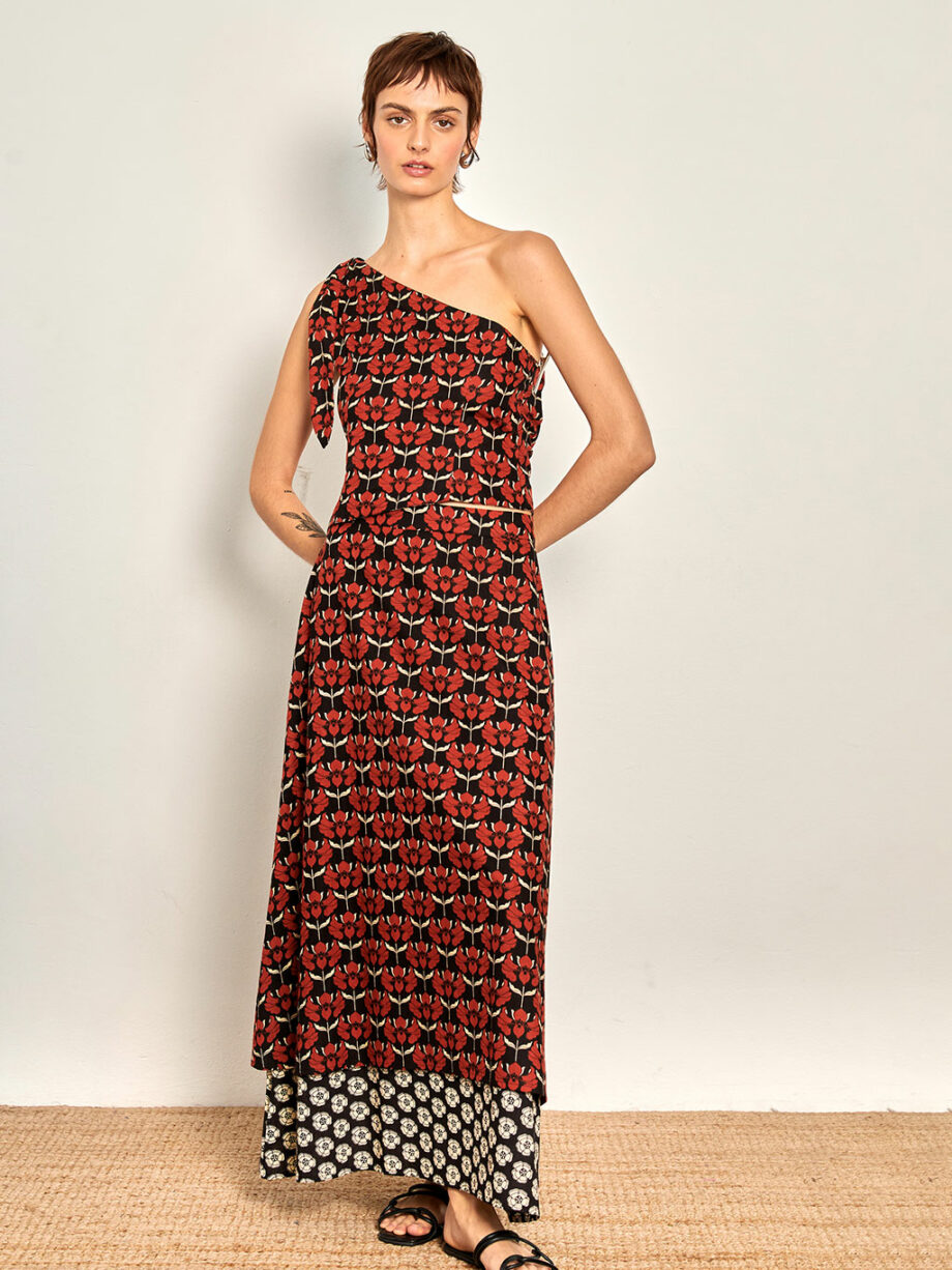 Falda Larga Lilies & Poppies