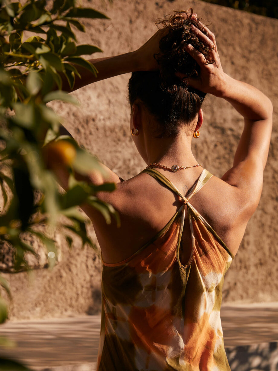 Vestido Halter Tie Dye Green