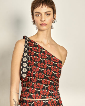 Top Asimétrico Lilies & Poppies