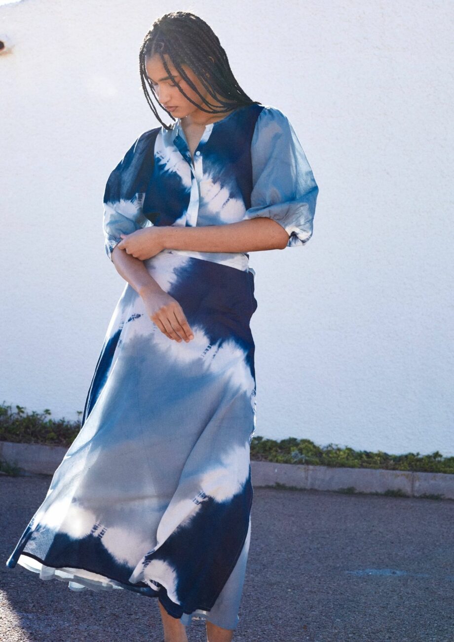 Falda Cruzada Tie Dye Azul