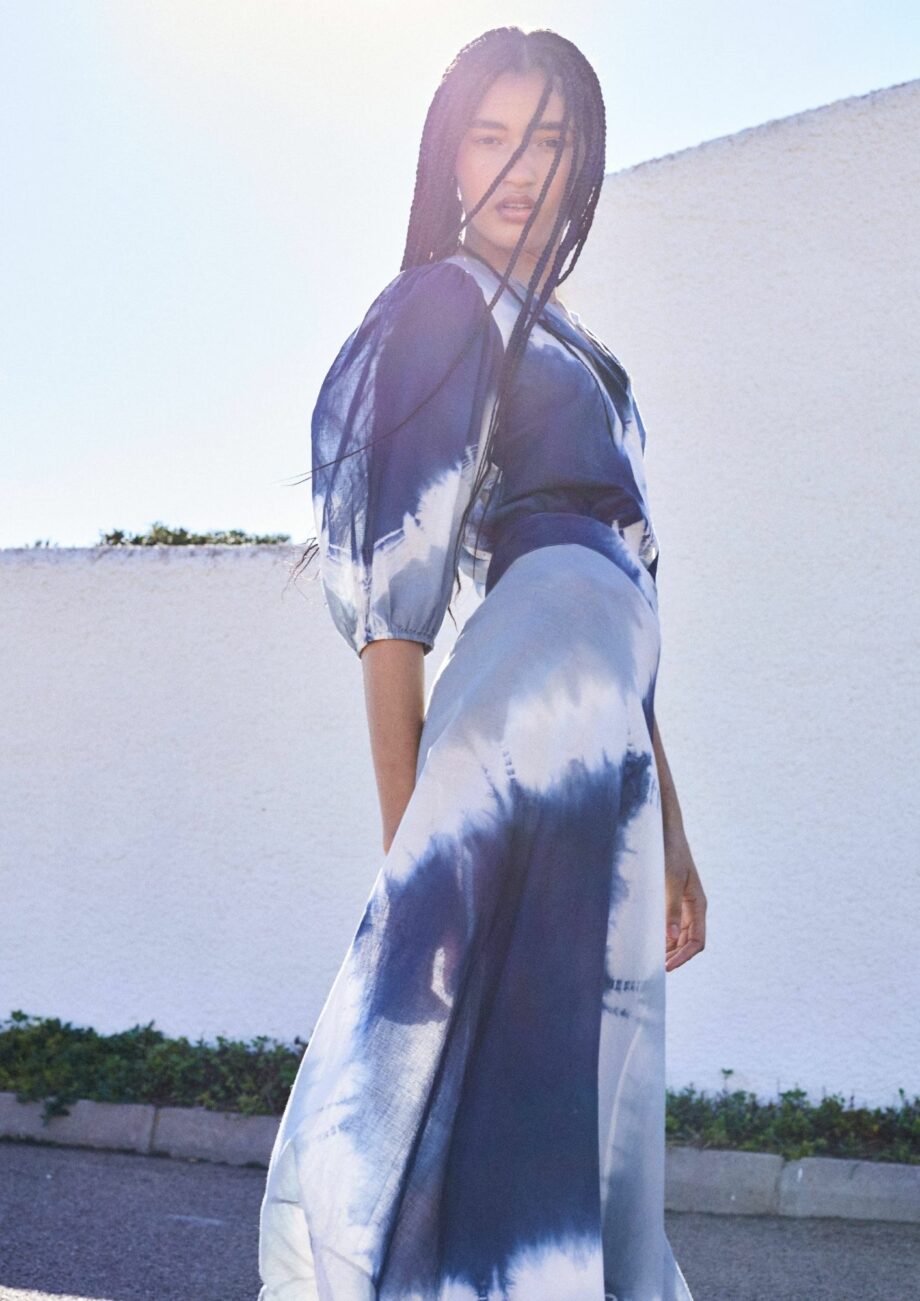 Falda Cruzada Tie Dye Azul