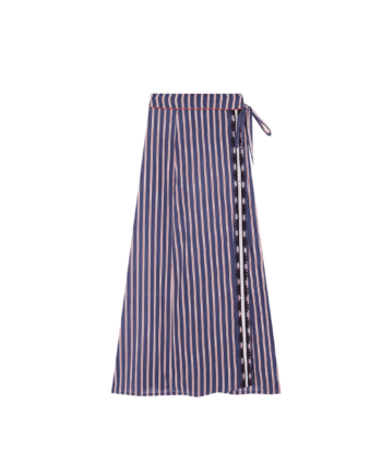 Falda Cruzada Stripes Azul Bordada