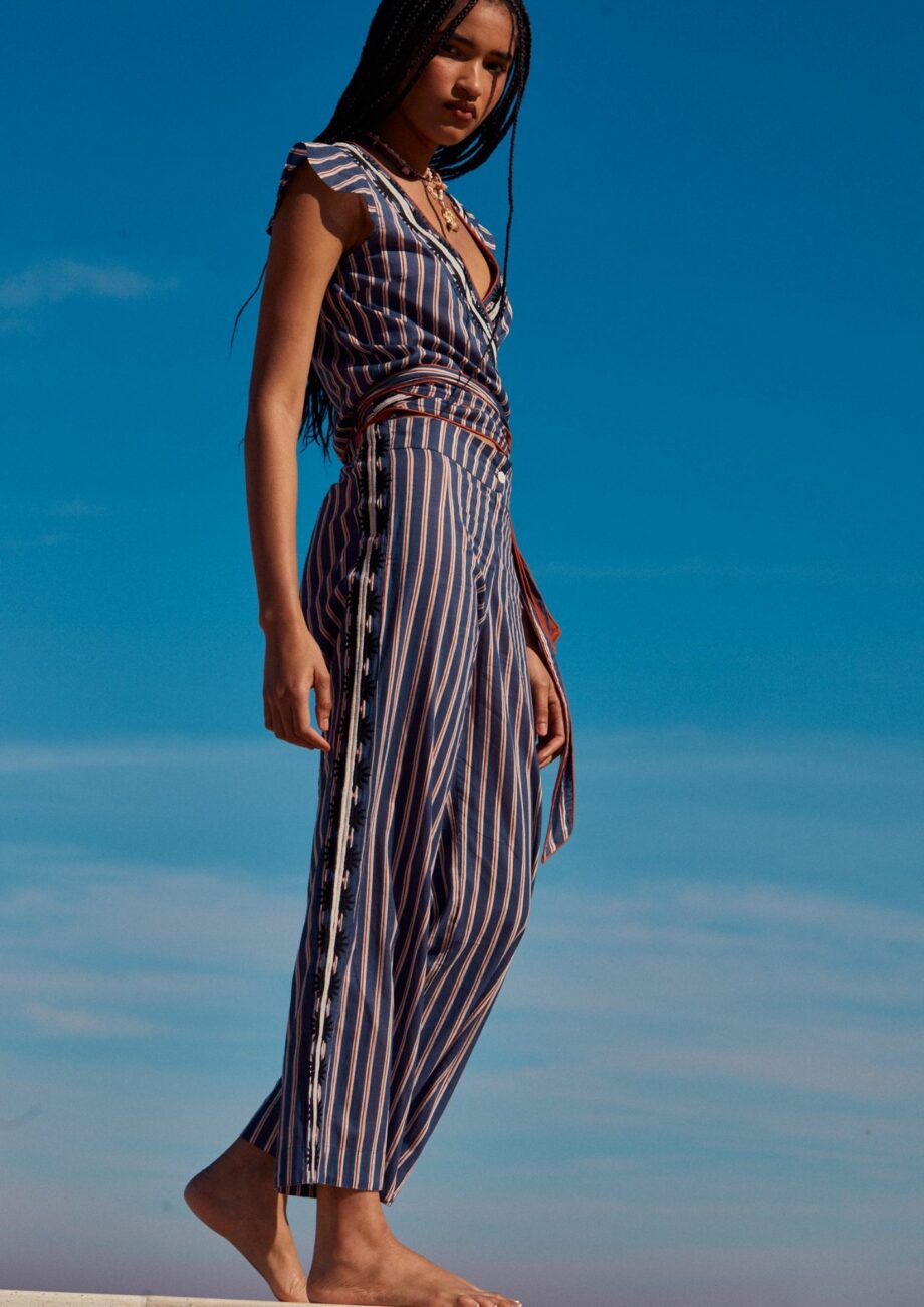Pantalón Stripes Azul Bordado