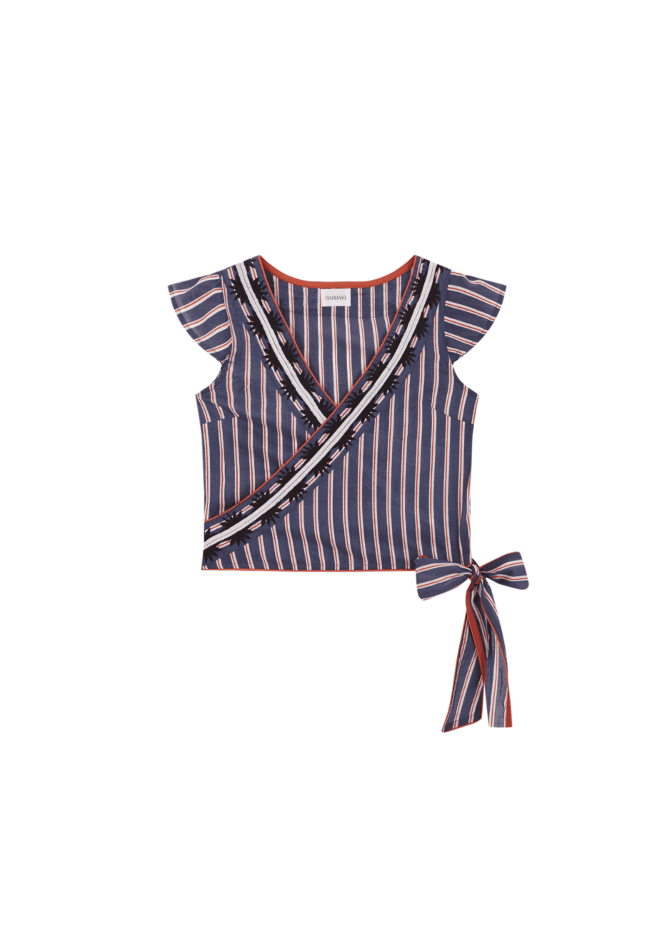 Top Stripes Azul Bordado