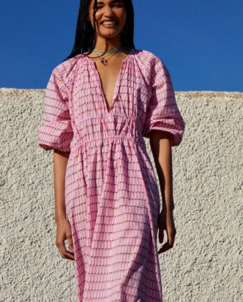 Vestido Fruncidos Rosa