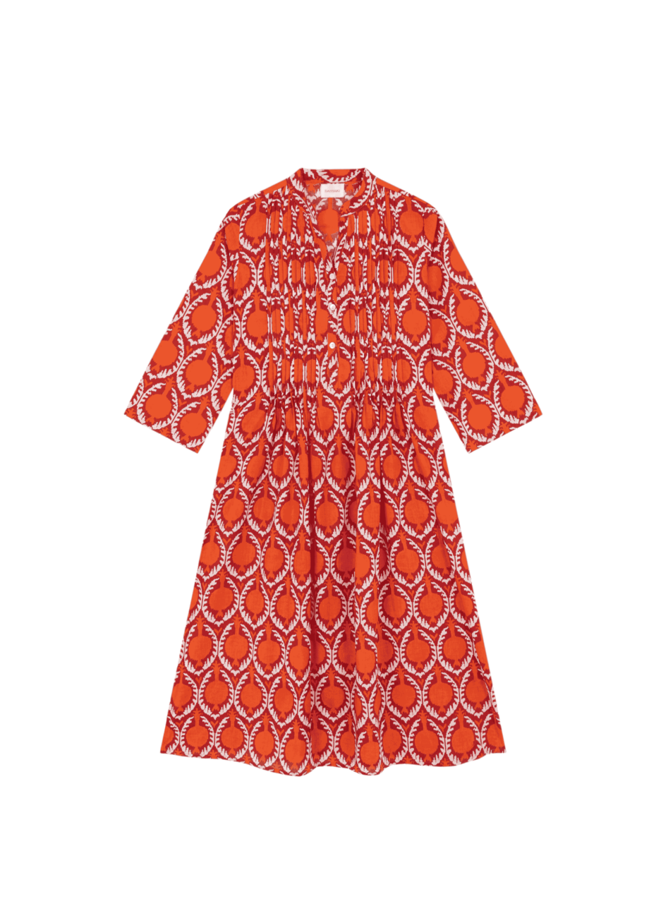 Vestido Pliegues Anaran Naranja