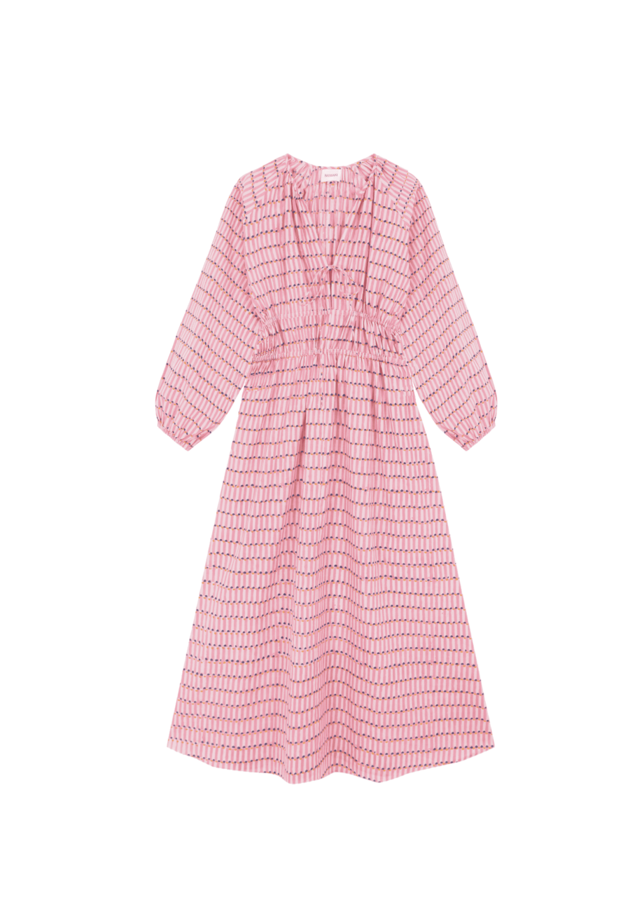 Vestido Fruncidos Rosa