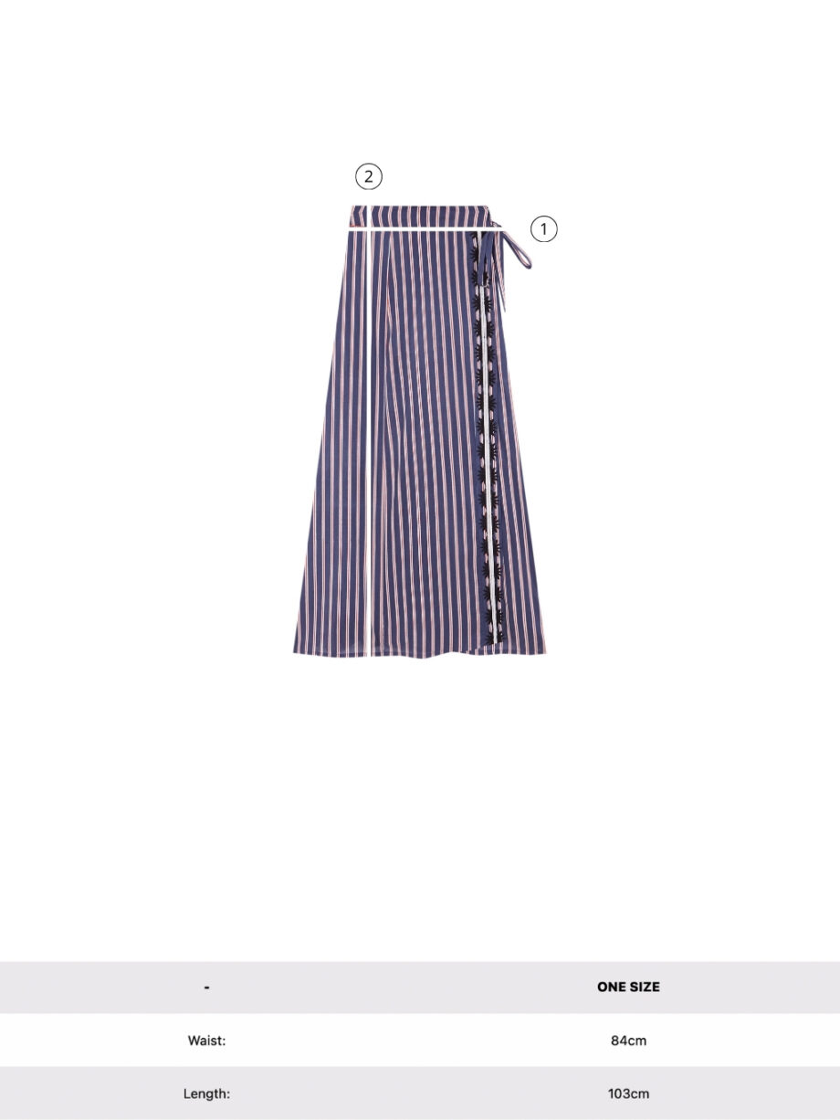 Falda Cruzada Stripes Azul Bordada