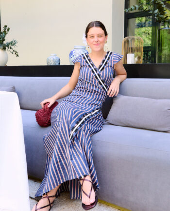 Falda Cruzada Stripes Azul Bordada