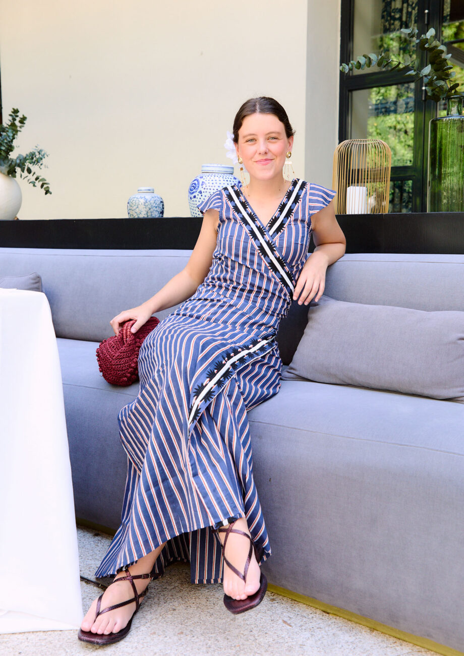 Falda Cruzada Stripes Azul Bordada