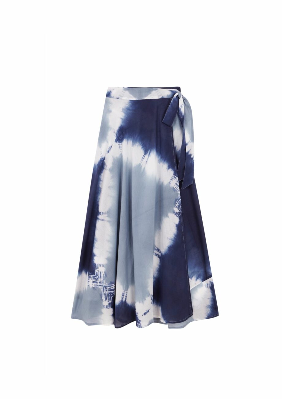 Falda Cruzada Tie Dye Azul