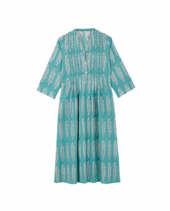 Vestido Pliegues Turquesa