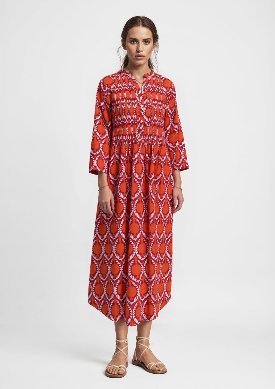 Vestido Pliegues Anaran Naranja