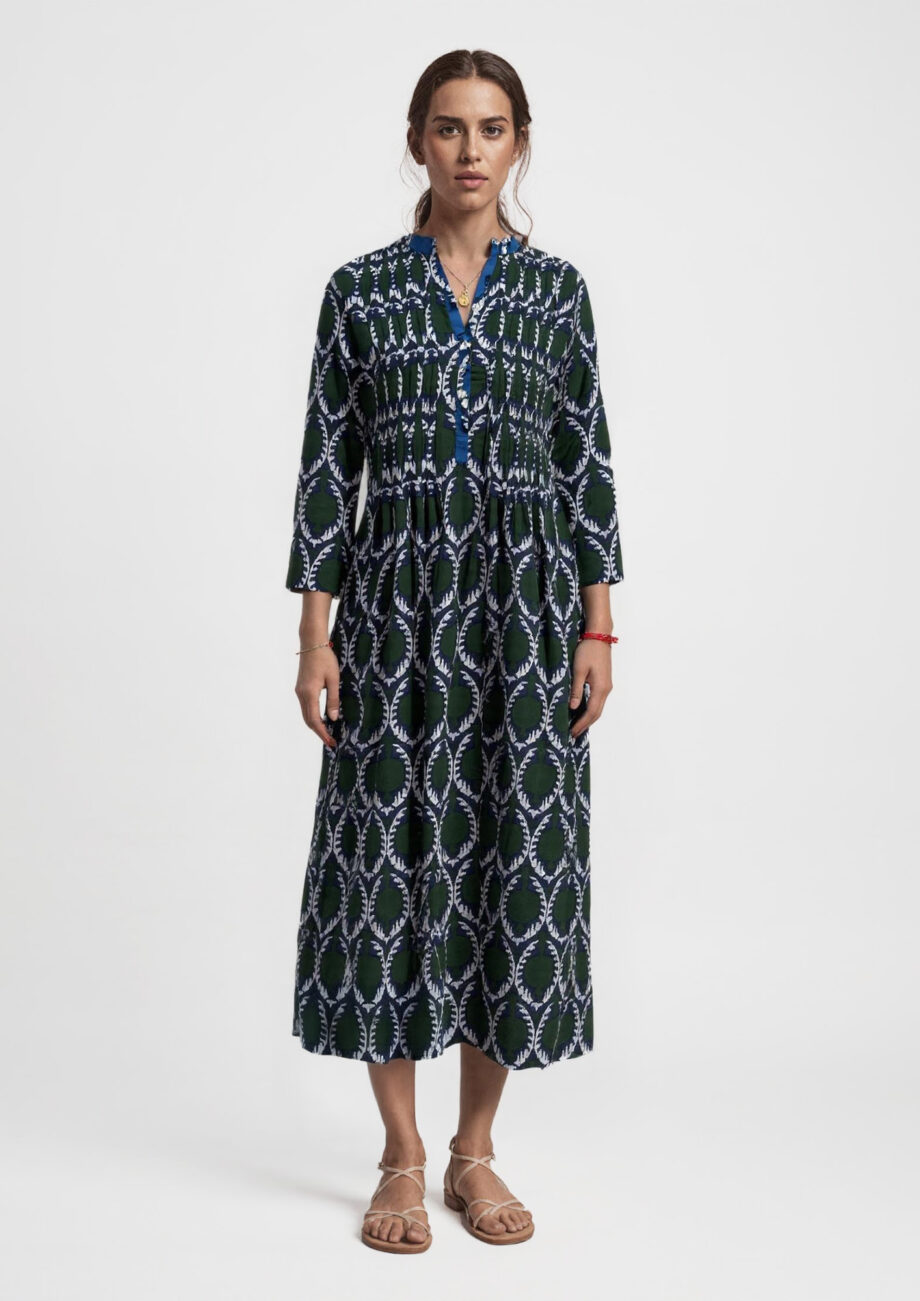 Vestido Pliegues Anaran Verde